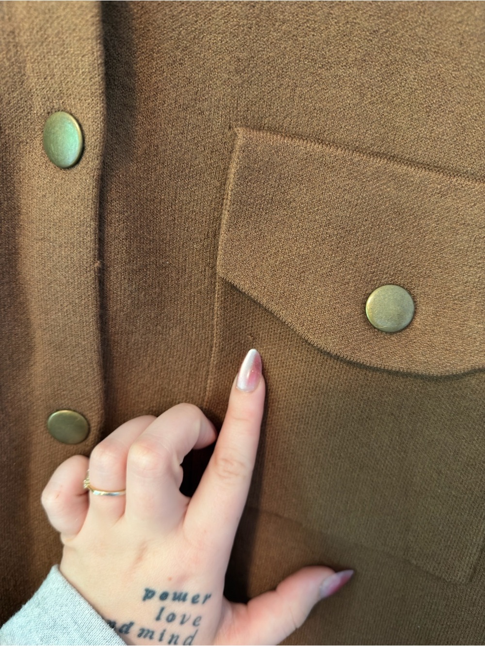 Ruby Rd. Button Front Shacket 1X Chestnut Brown - Picture 5 of 8